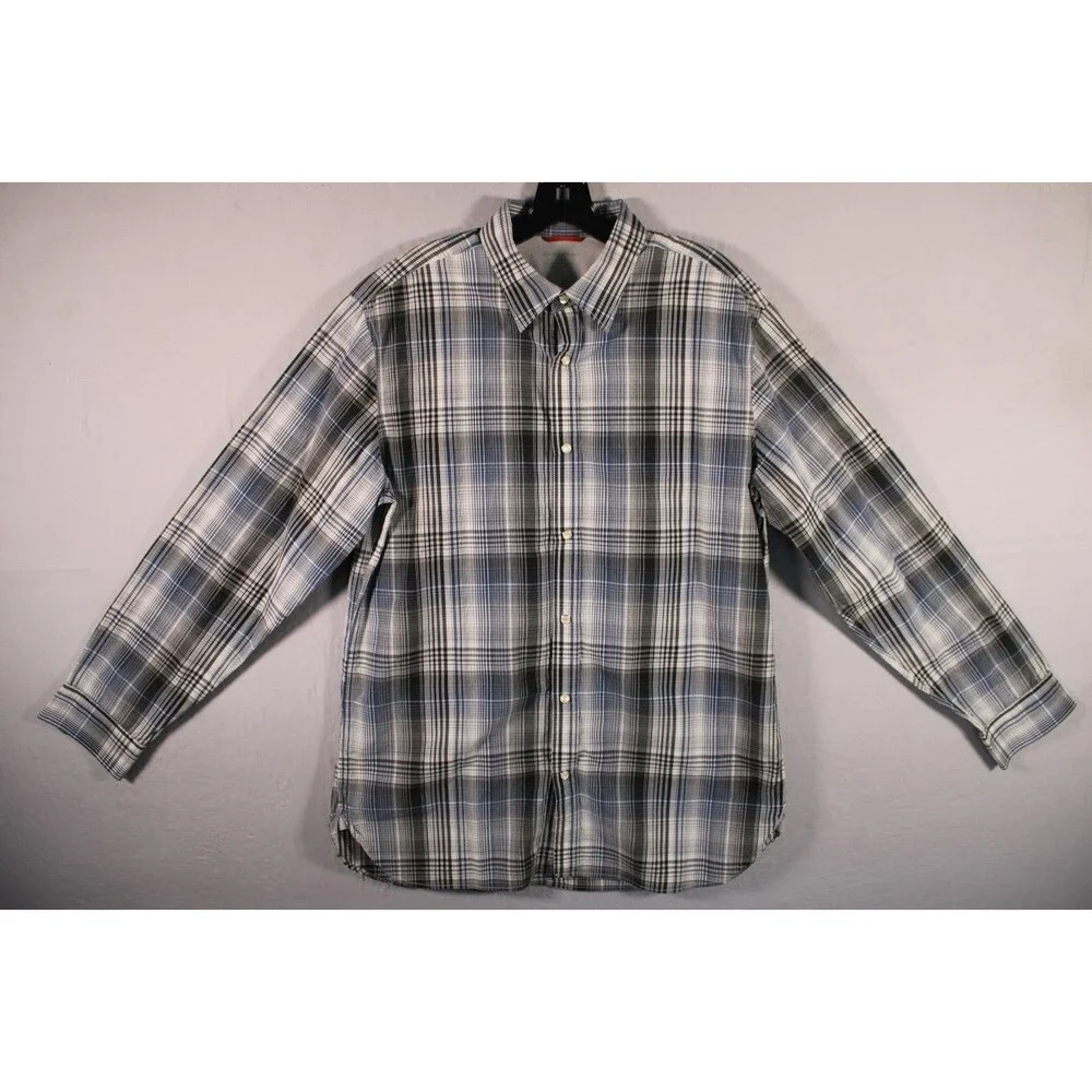 Banana Republic Men's Slim Fit Plaid Long Sleeve Pearl Snap Shirt Large Pearl